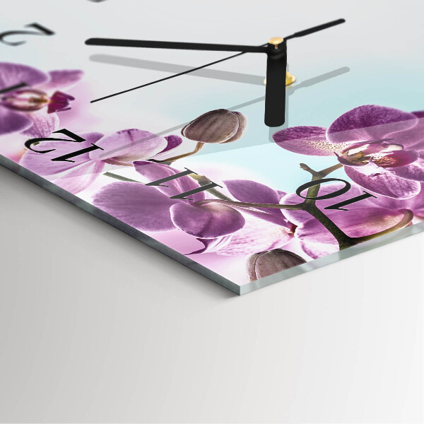 Wanduhr aus glas Orchidee