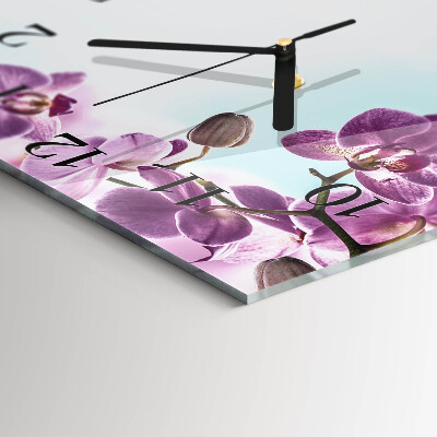 Wanduhr aus glas Orchidee