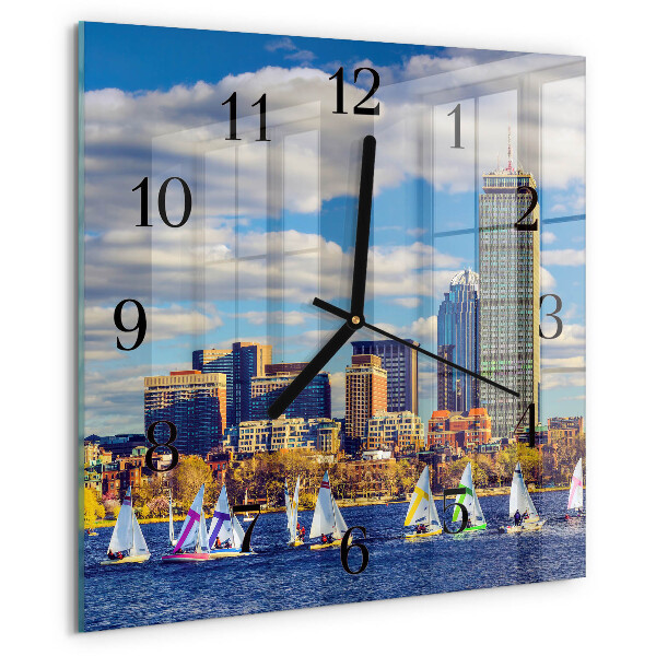 Wanduhr aus glas Segelboote