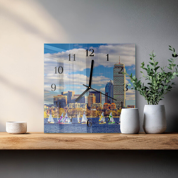 Wanduhr aus glas Segelboote