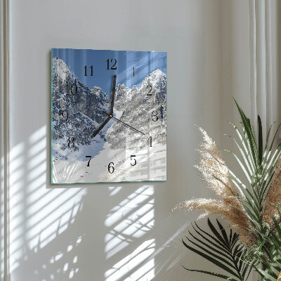 Wanduhr aus glas Berge Winter
