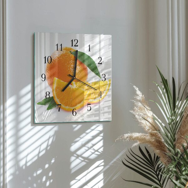 Wanduhr aus glas Orangen