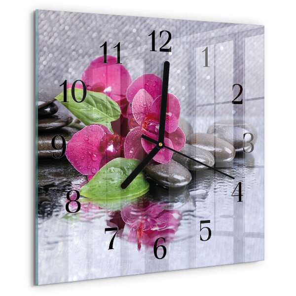 Wanduhr aus glas Orchidee