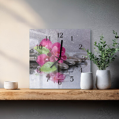 Wanduhr aus glas Orchidee