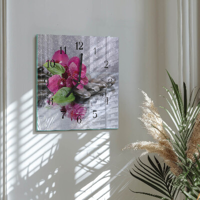 Wanduhr aus glas Orchidee