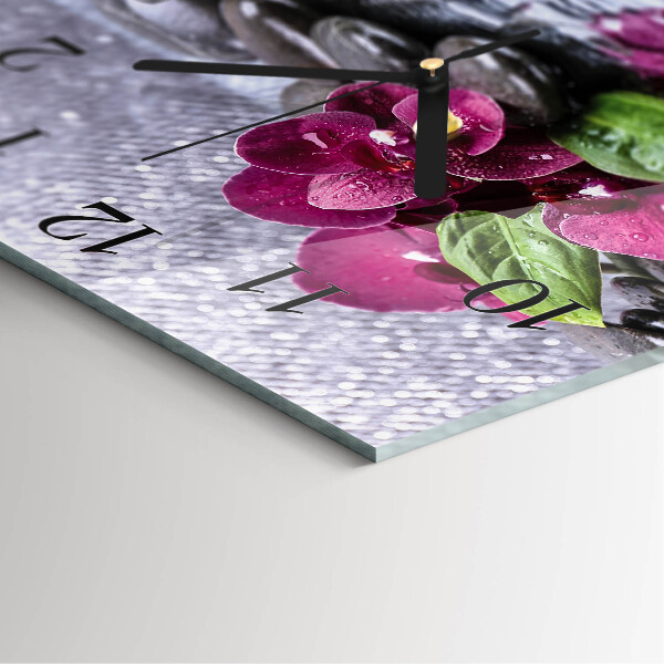 Wanduhr aus glas Orchidee