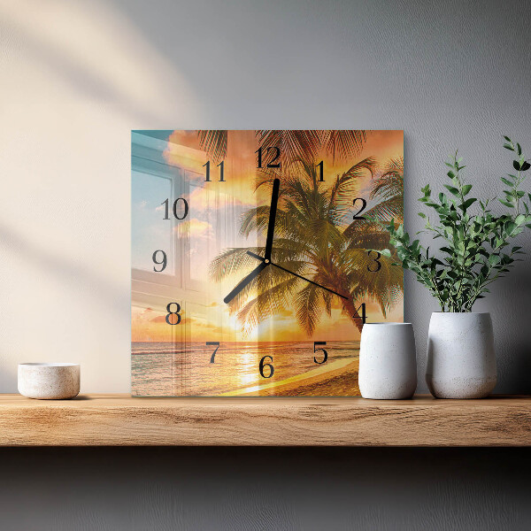 Wanduhr aus glas Sonnenuntergang