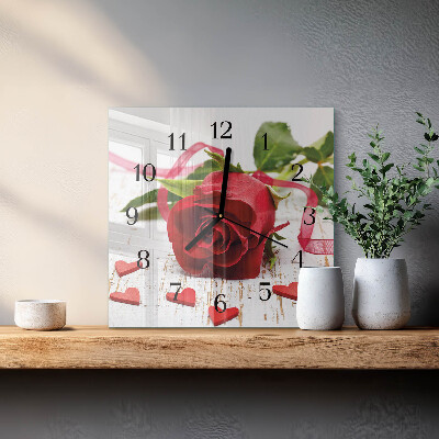 Wanduhr aus glas Rose