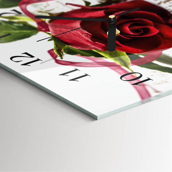 Wanduhr aus glas Rose