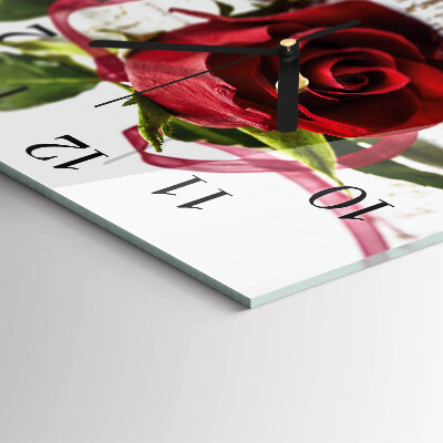 Wanduhr aus glas Rose