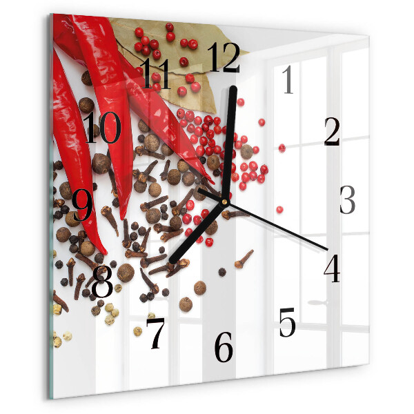 Wanduhr aus glas Rote Paprika