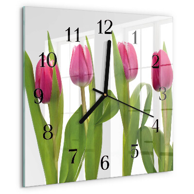 Wanduhr aus glas Tulpen