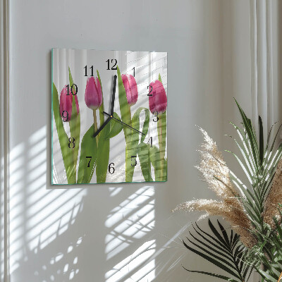Wanduhr aus glas Tulpen
