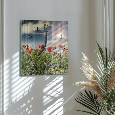 Wanduhr aus glas Wiese