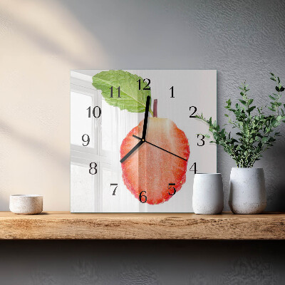 Wanduhr aus glas Erdbeere
