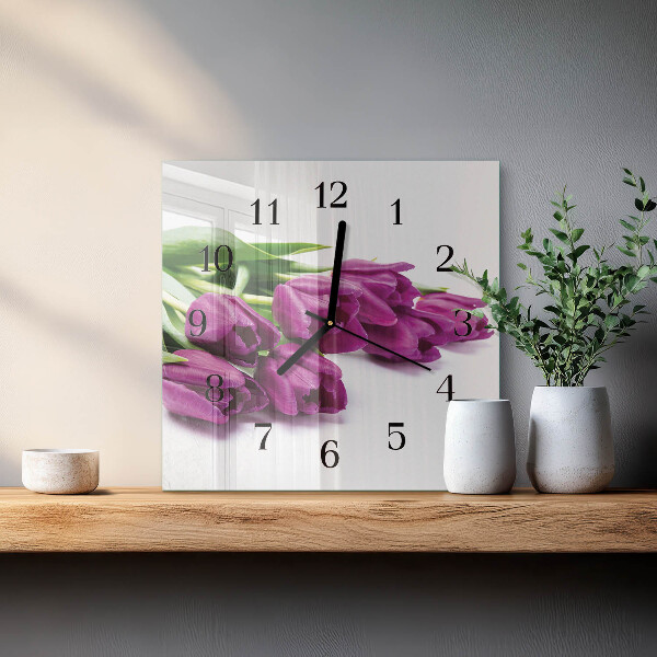 Wanduhr aus glas Tulpen
