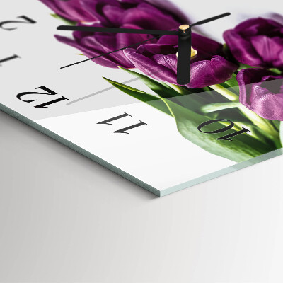 Wanduhr aus glas Tulpen