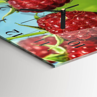 Wanduhr aus glas Himbeeren