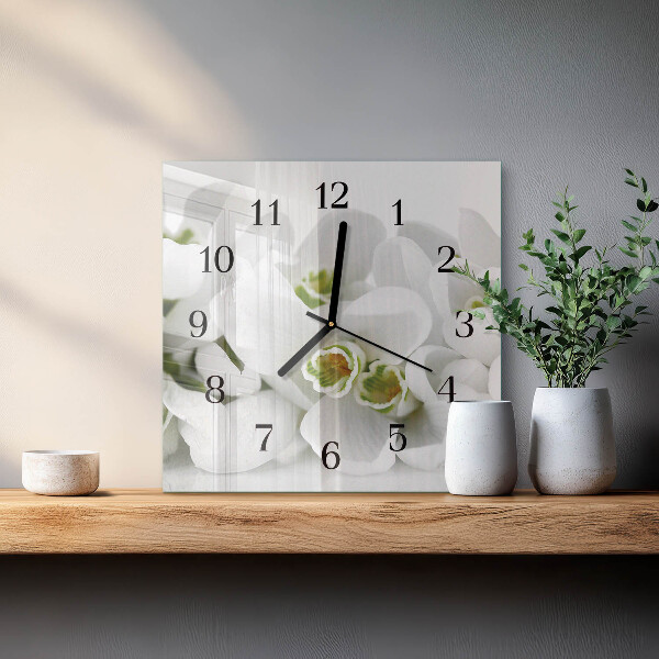 Wanduhr aus glas Blumen