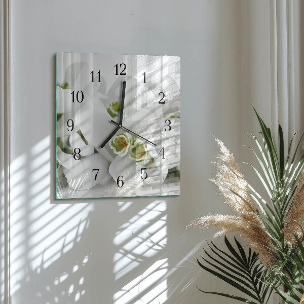 Wanduhr aus glas Blumen