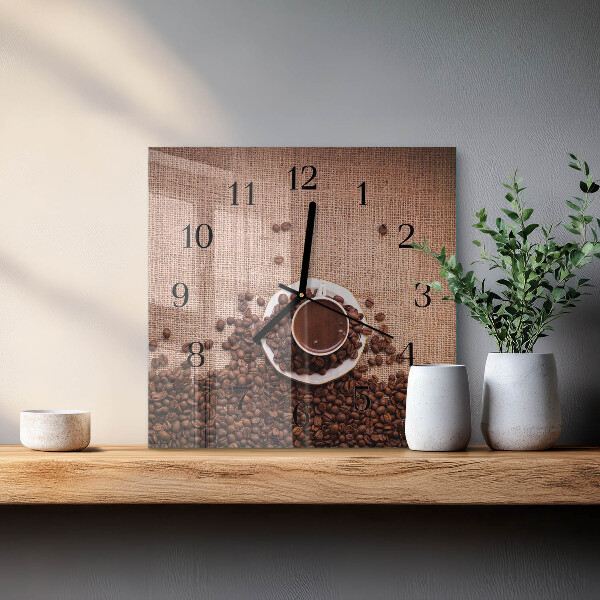 Wanduhr aus glas Kaffeebohnen