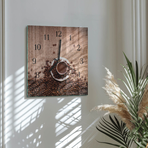 Wanduhr aus glas Kaffeebohnen
