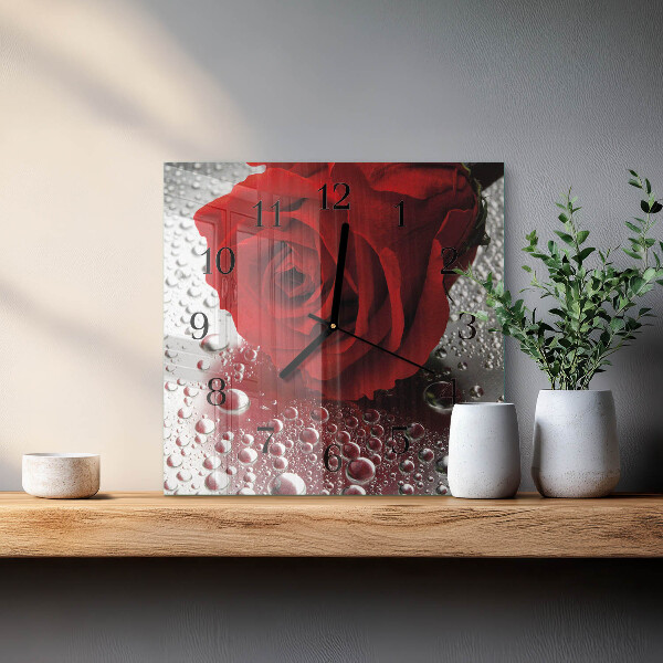 Wanduhr aus glas Rose