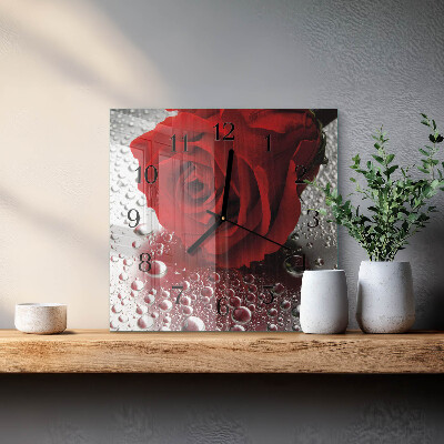 Wanduhr aus glas Rose