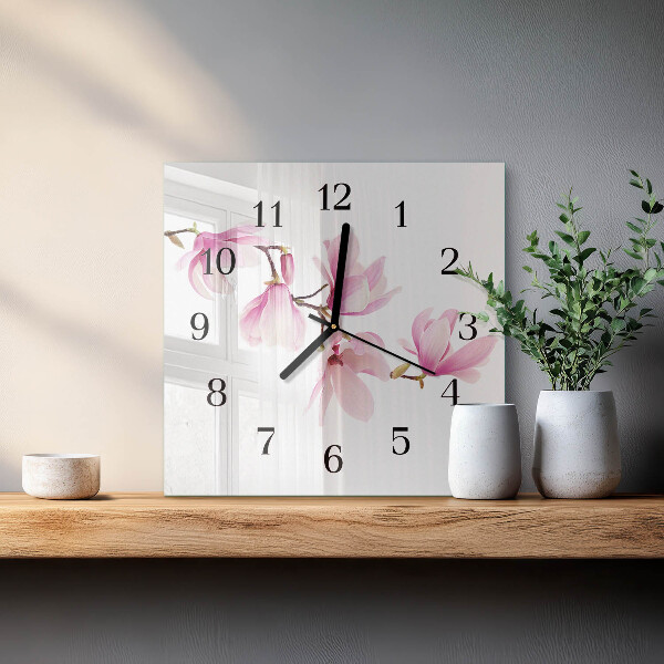 Wanduhr aus glas Magnolie