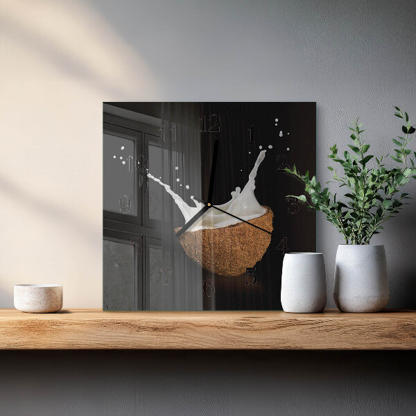 Wanduhr aus glas Kokosnuss