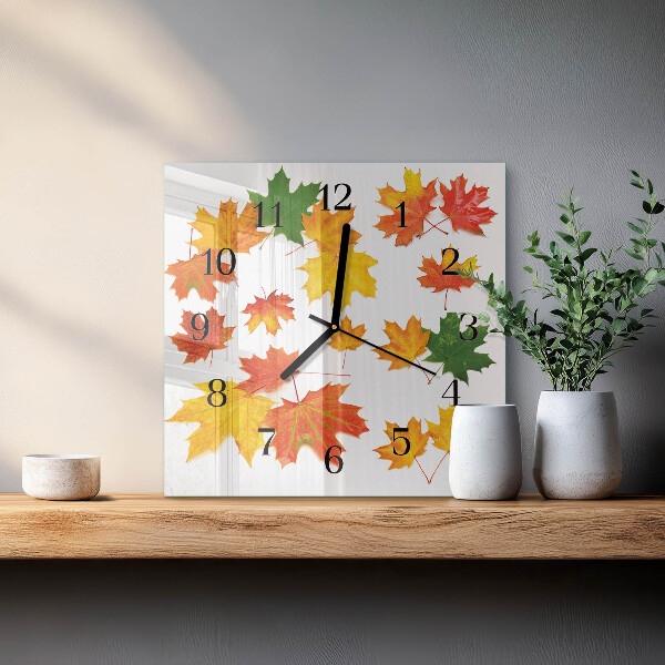 Wanduhr aus glas Blätter