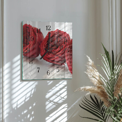 Wanduhr aus glas Blumen