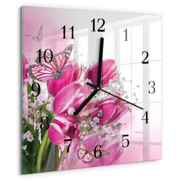 Wanduhr aus glas Schmetterling