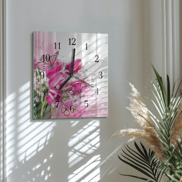 Wanduhr aus glas Schmetterling