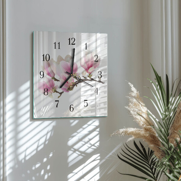 Wanduhr aus glas Magnolie