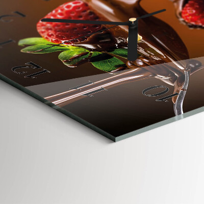 Wanduhr aus glas Schokoladen-Erdbeeren