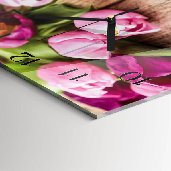 Wanduhr aus glas Tulpen