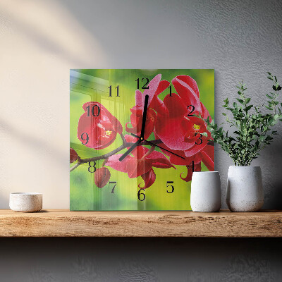 Wanduhr aus glas Orchidee
