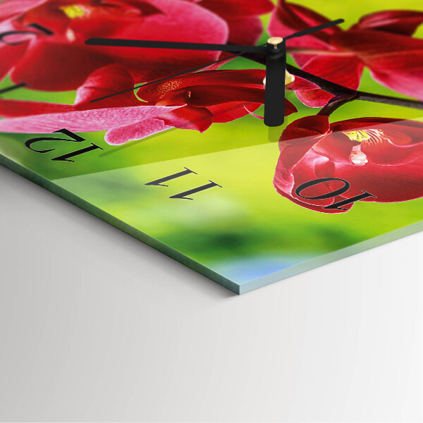 Wanduhr aus glas Orchidee