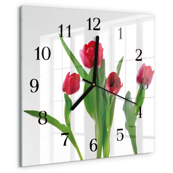 Wanduhr aus glas Tulpen