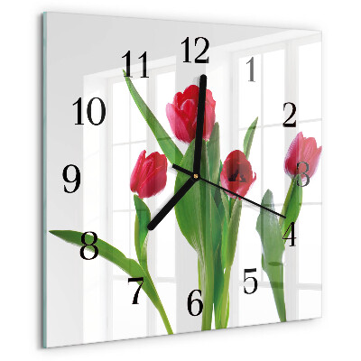 Wanduhr aus glas Tulpen