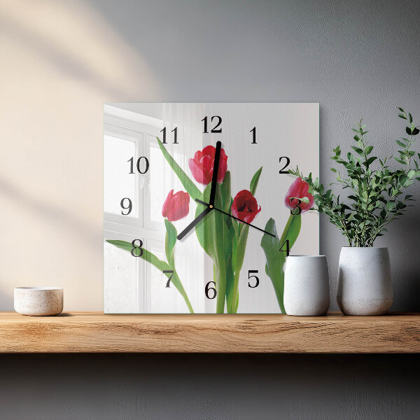Wanduhr aus glas Tulpen