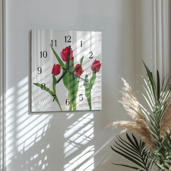 Wanduhr aus glas Tulpen