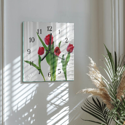 Wanduhr aus glas Tulpen