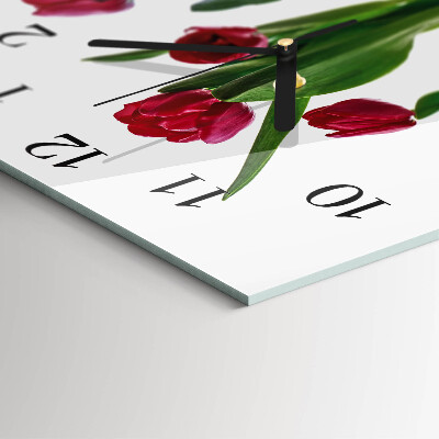 Wanduhr aus glas Tulpen