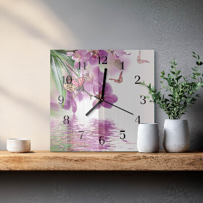 Wanduhr aus glas Schmetterlinge