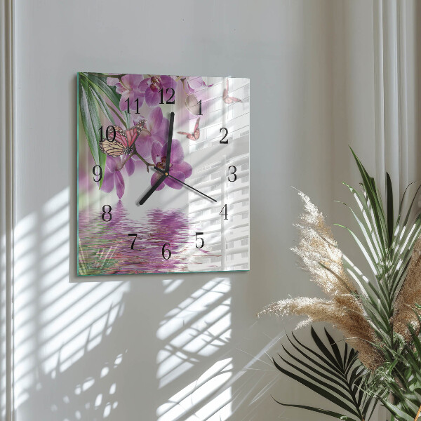 Wanduhr aus glas Schmetterlinge