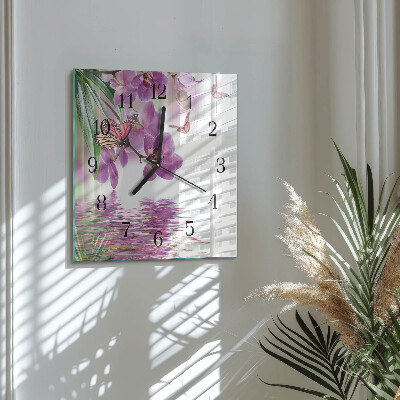 Wanduhr aus glas Schmetterlinge