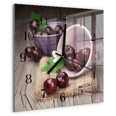 Wanduhr aus glas Burgunderkirschen
