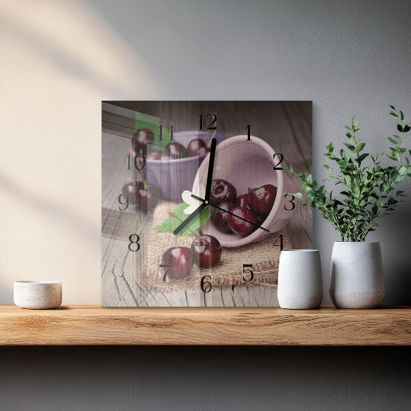 Wanduhr aus glas Burgunderkirschen